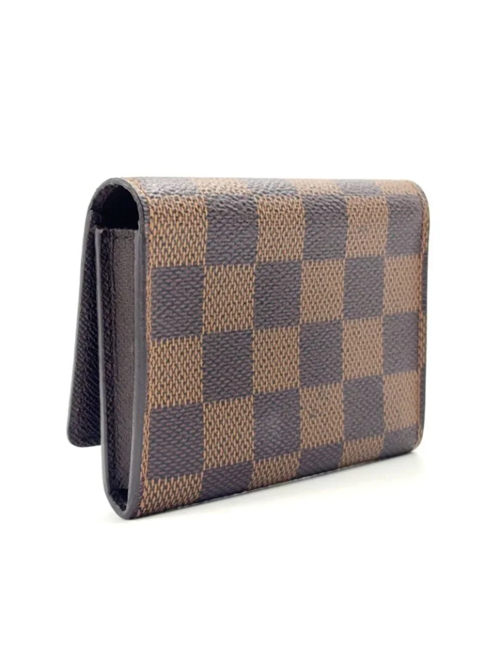 Louis Vuitton Business Card Holder Damier Ebene Leather Brown Case